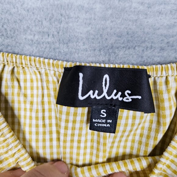 LULU'S Women's Yellow Plaid Off the shoulder Mini Dress Size S - Picture 3 of 7